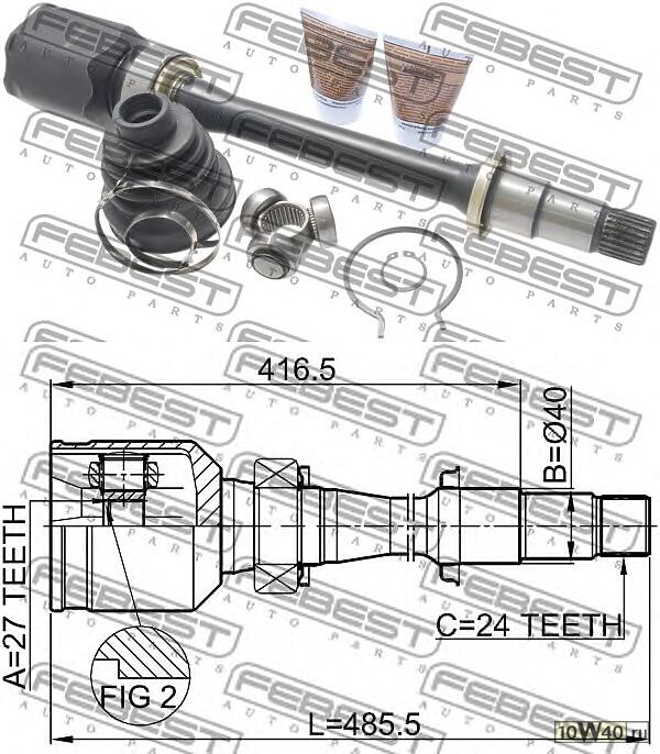 шрус внутренний правый 27x40x24 (toyota camry acv3 / mcv3 2001-2006) febest