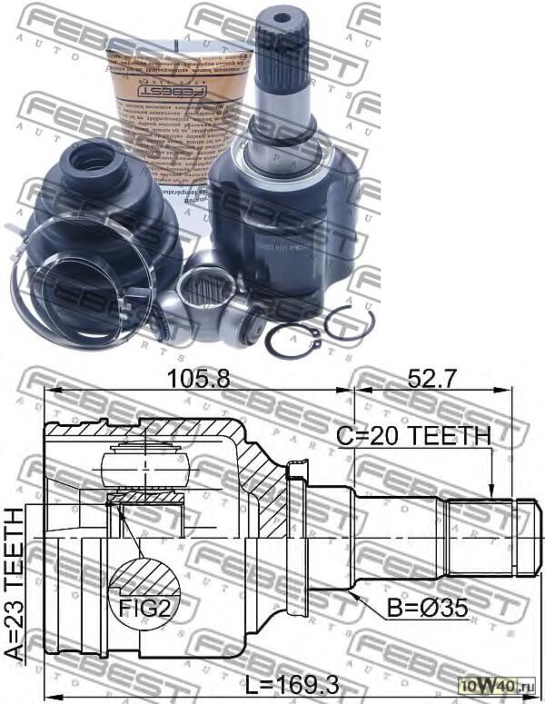шрус внутренний правый 23x35x20 toyota vitz ksp130 ncp131 nhp130 nsp13 2010.12-2020.01 [jp]