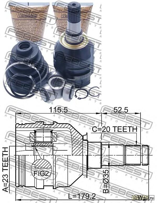 шрус внутренний 23x35x20 (toyota avensis adt25 / azt25 / cdt250 / zzt25 2003-2008) febest
