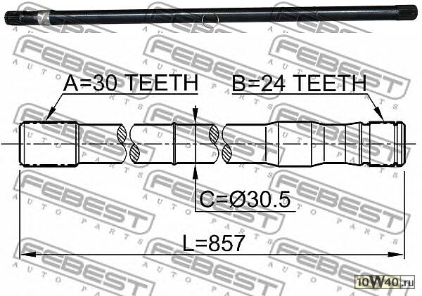 полуось левая 30x857x24\ toyota land cruiser (j8) 90-97