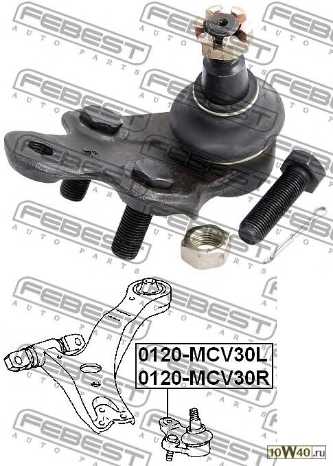 опора шаровая нижняя правая (toyota camry acv3 / mcv3 2001-2006) febest