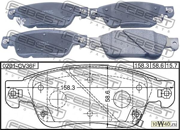 Колодки передние INFINITI QX50 07-18, G35 06-14, Q40/60 06-16 0201-CV36F