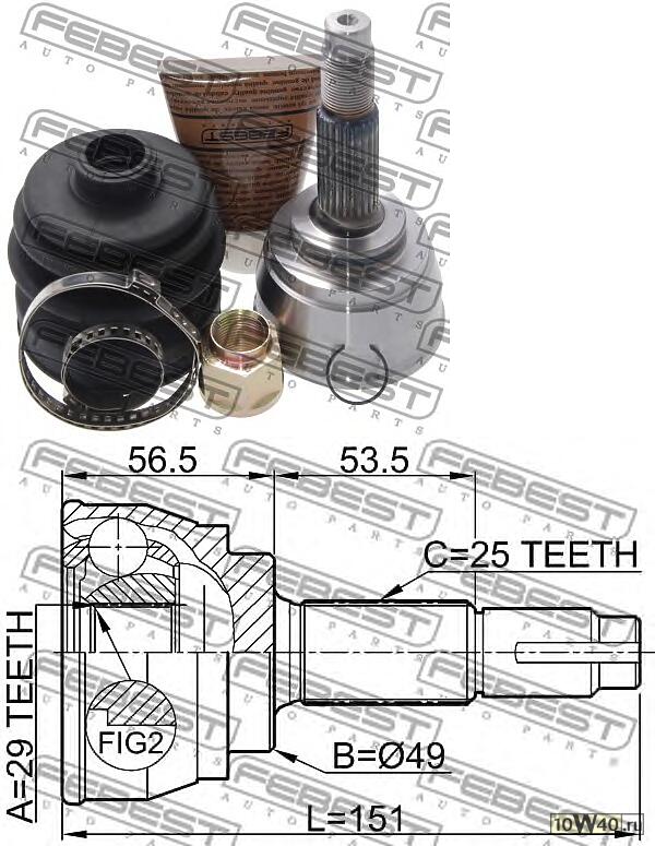 шрус наружный 29x49x25 nissan march k12 2002.02-2010.07 [jp]