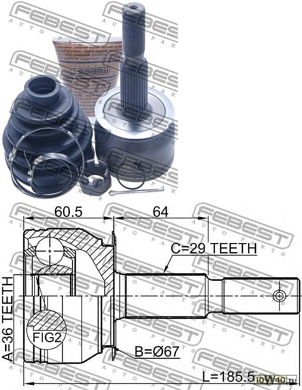ШРУС внешний NISSAN NAVARA D40T 2007- 0210-D40B