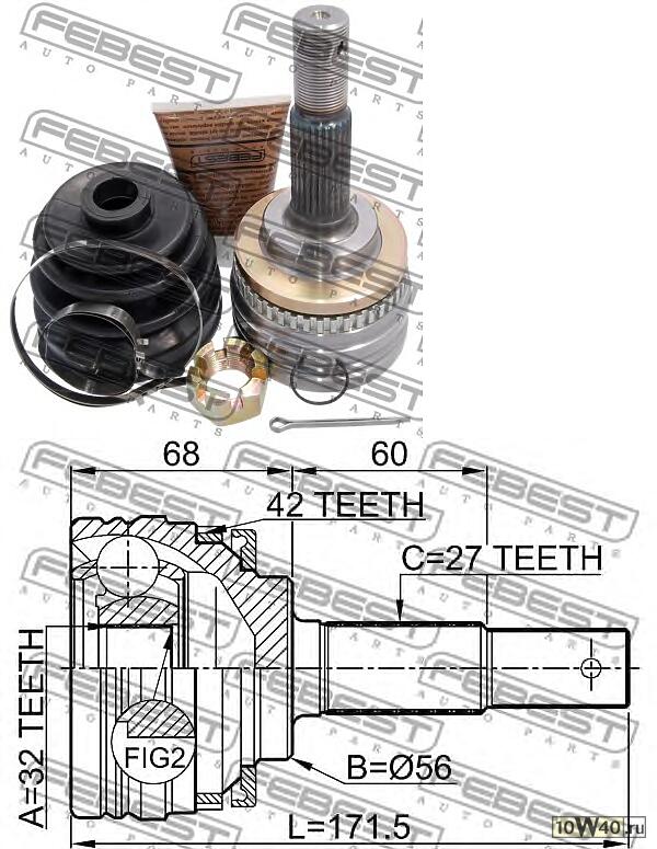 шрус наружный к-кт abs\ nissan bluebird 2.0 / d 86-90 / primera 2.0 sr20de 90-96
