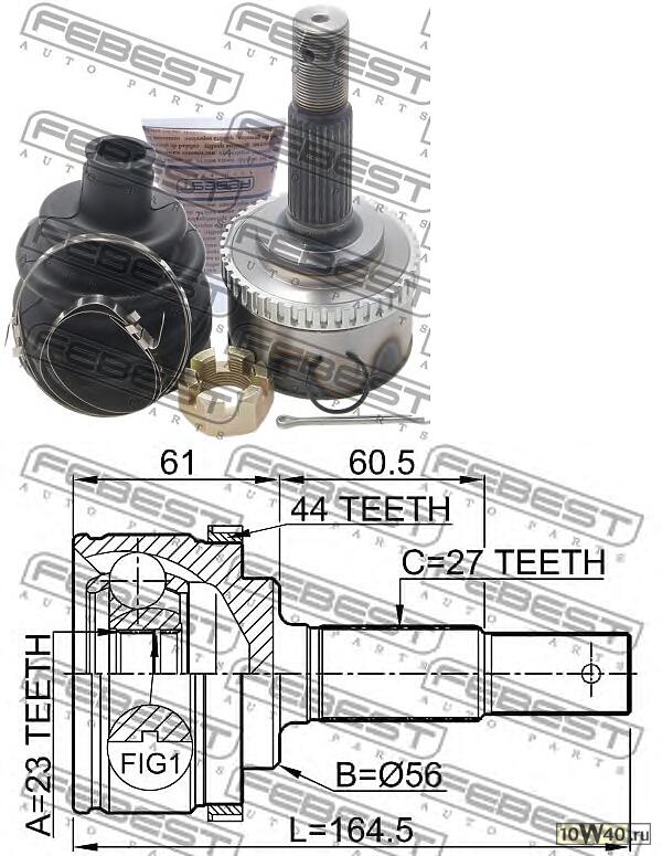 шрус наружный 23x56x27 (nissan primera p11 1996-2001) febest