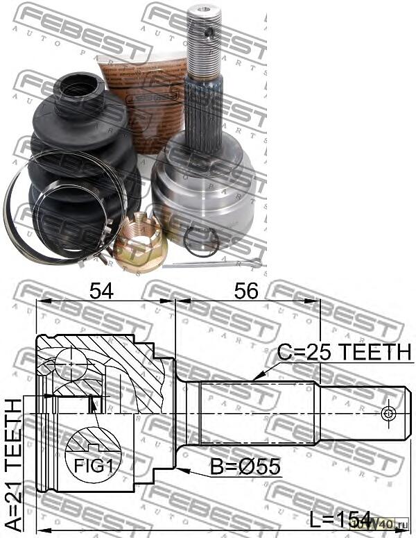 шрус наружный 21x55x25 (nissan almera n16 (ukp) 2000-2006) febest