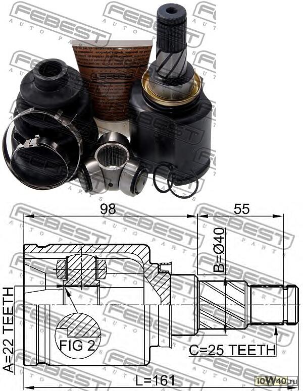 шрус внутренний 22x40x25 (nissan tIIda c11 2005-) febest
