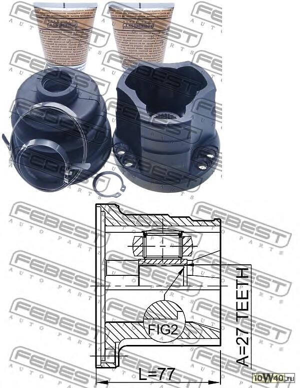 шрус внутренний левый 27x98 (nissan primera p11 1996-2001) febest