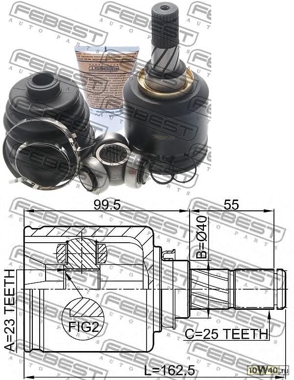 шрус внутренний 23x40x25 (nissan almera n16 (ukp) 2000-2006) febest