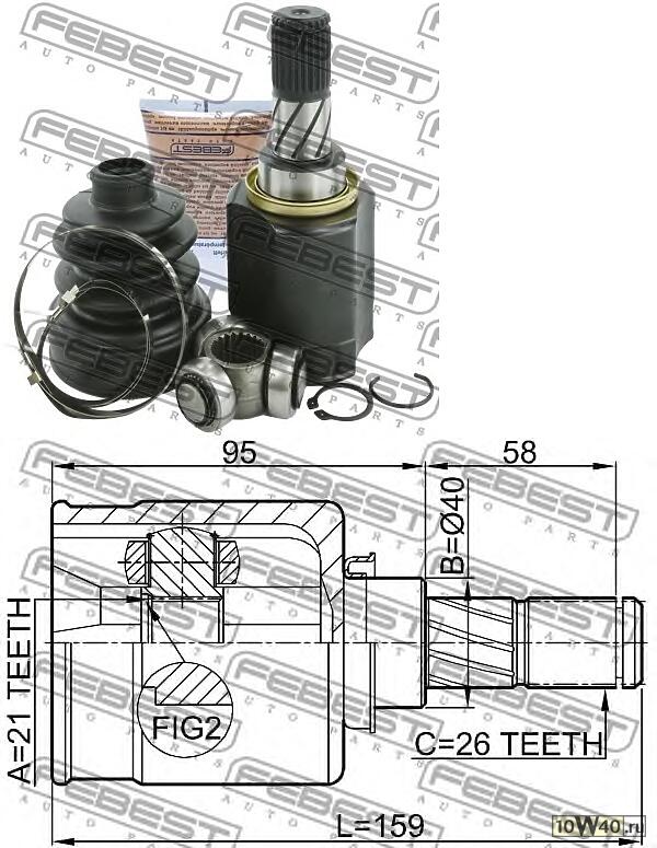 шрус внутренний 21x40x26 (nissan micra march k12 2002-) febest