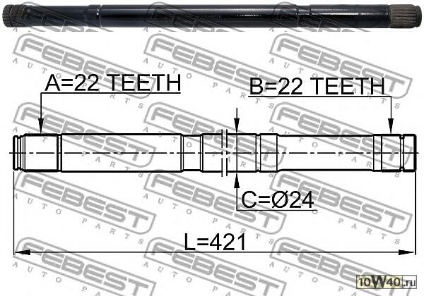 полуось левая 22x421x22 (nissan almera b10rs (classic) 2006-) febest