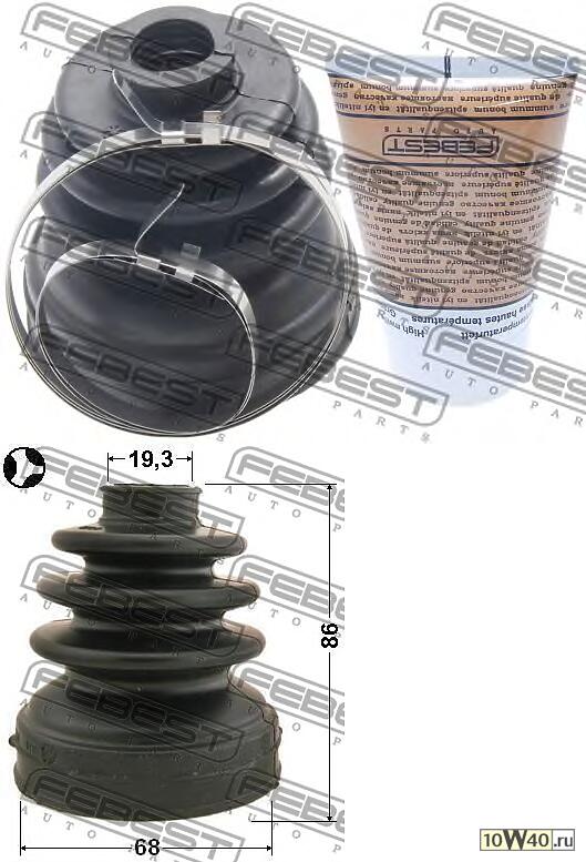 пыльник шрус внутренний (68x86x19.3) комплект (nissan almera n16 (ukp) 2000-2006) febest
