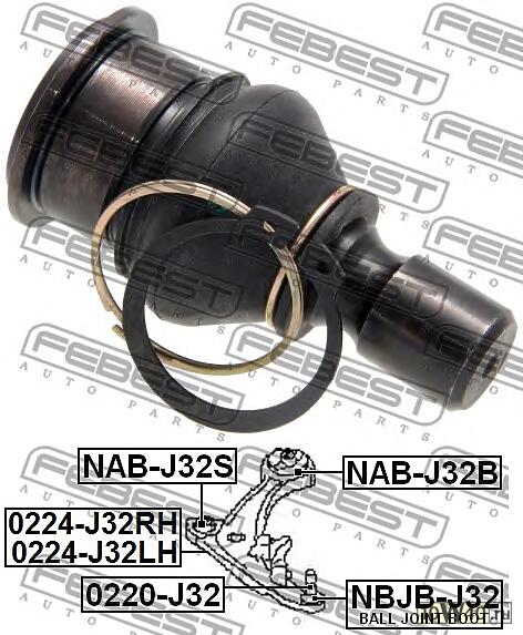 опора шаровая переднего нижнего рычага (nissan teana j32 2008-) febest