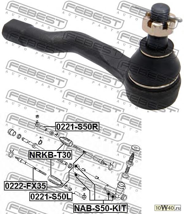 наконечник рулевой левый (infiniti fx45 / 35 (s50) 2002-2008) febest