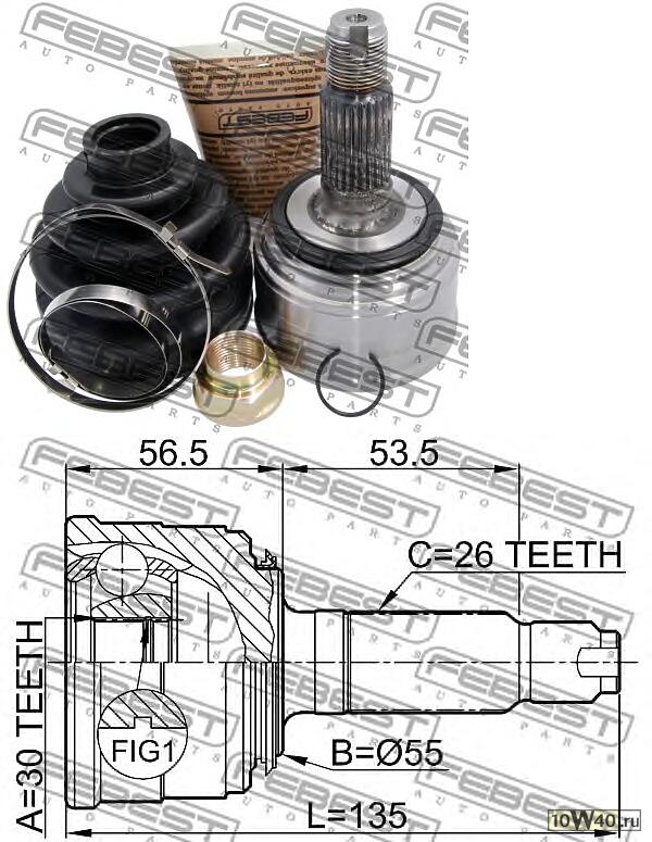 шрус наружный 30x55x26 (honda integra dc1 / dc2 / db6 / db7 / db8 / db9 1993-2000) febest