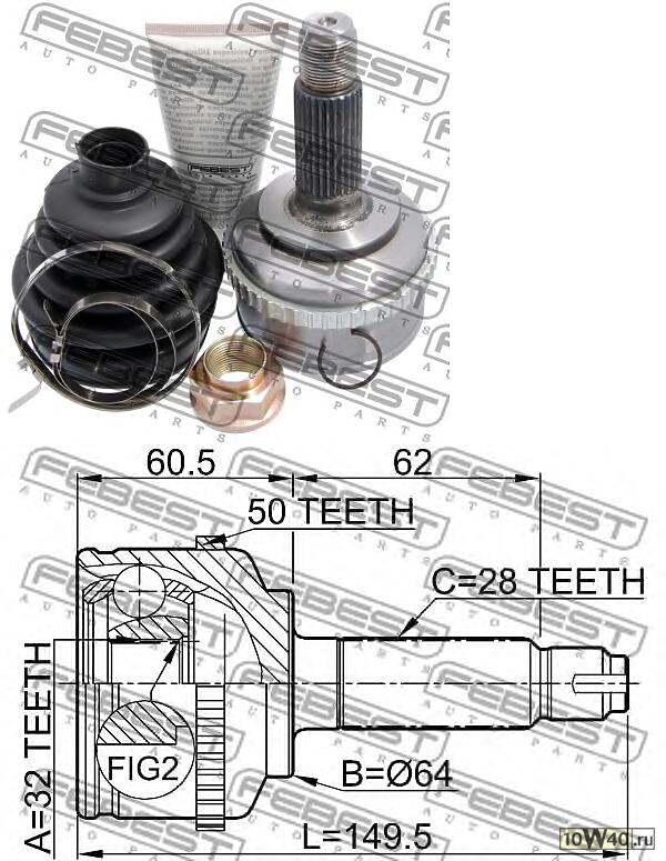 Шрус Наружный 32x64x28 (Honda Accord Cf3/Cf4/Cf5/Cl1/Cl3 1998-2002)