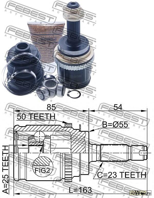 шрус наружный задний 25x55x23 (honda accord cf3 / cf4 / cf5 / cl1 / cl3 1998-2002) febest