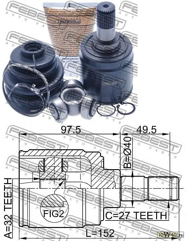 шрус внутренний правый 32x40x27(55) (honda cr-v rd1 / rd2 1997-2001) febest