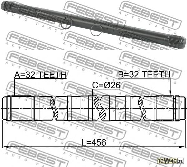 Полуось левая 32X456X32 HONDA CR-V RD1/RD2 1997-2001 0312-RD1LH
