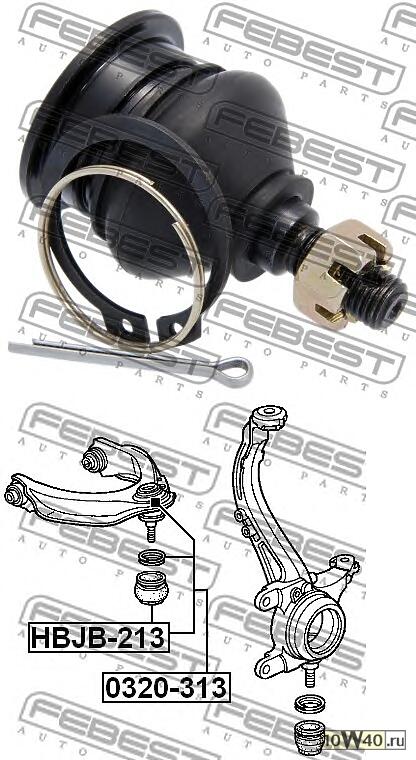 опора шаровая переднего верхнего рычага (honda accord cf3 / cf4 / cf5 / cl1 / cl3 1998-2002) febest