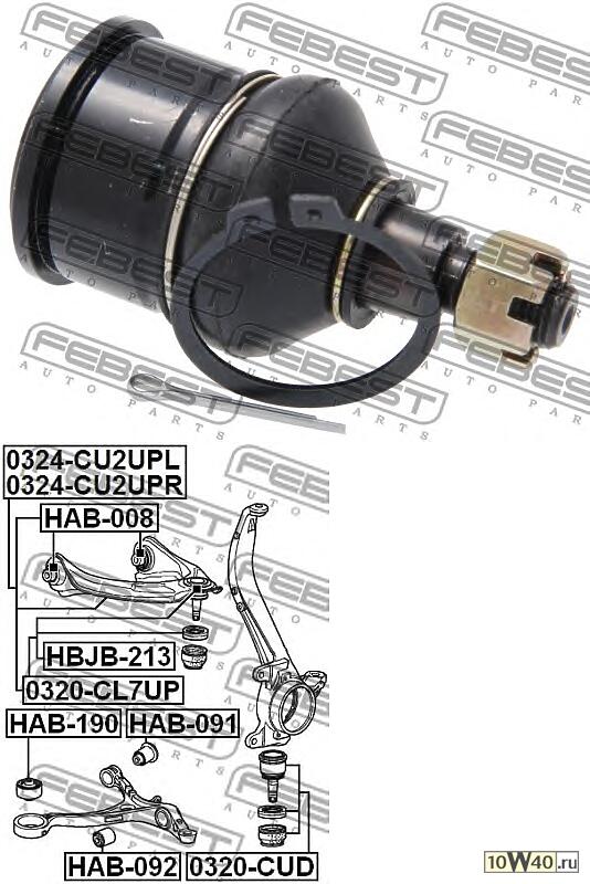 опора шаровая переднего нижнего рычага (honda accord cu2 2008-)
