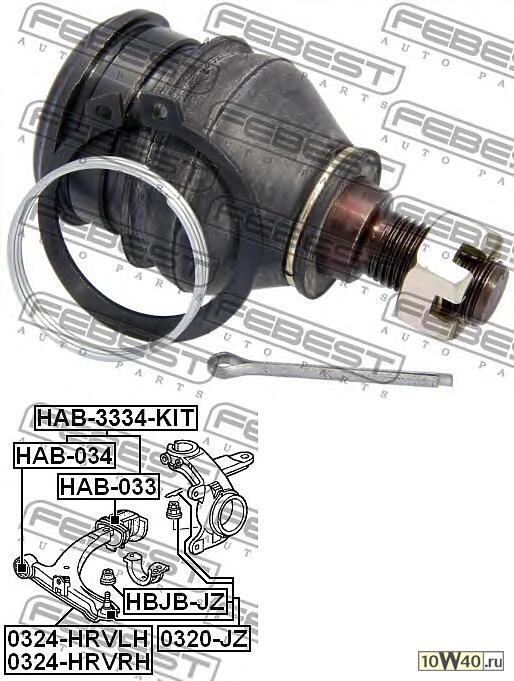 опора шаровая переднего нижнего рычага (honda jazz / fit gd 2002-2008) febest