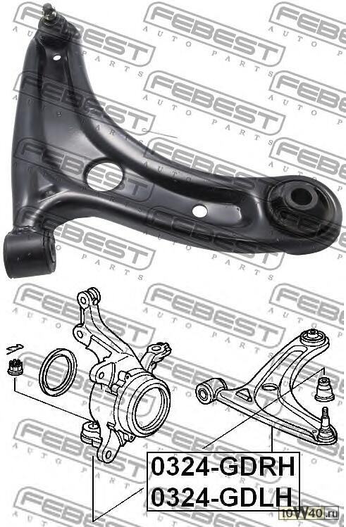 рычаг передний правый (honda jazz / fit gd 2002-2008) febest