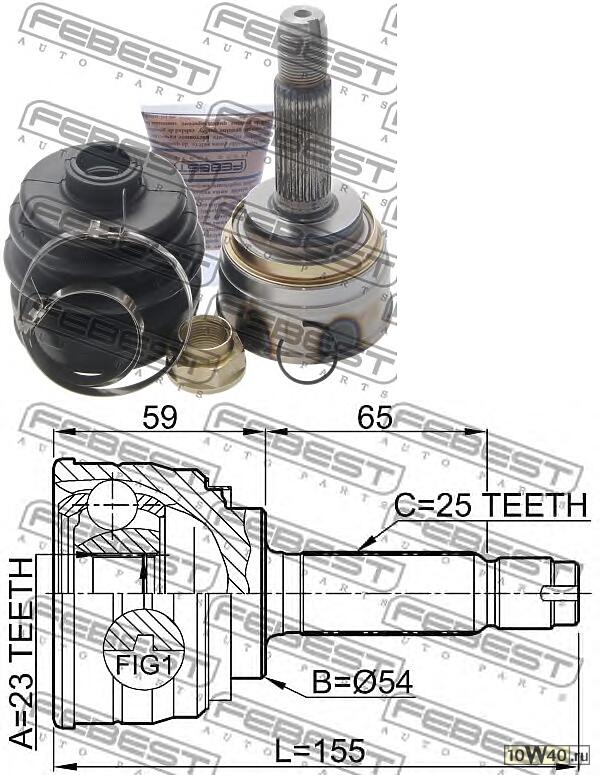 шрус наружный 23x54x25 (mitsubishi galant e55a / e75a 1992-1996) febest