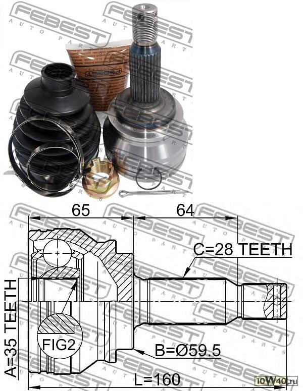шрус наружный 35x59 5x28 (mitsubishi outlander cw 2006-) febest