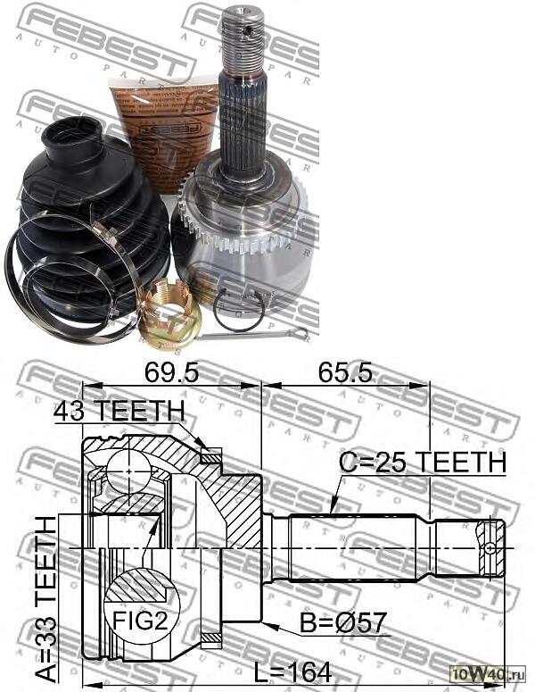 шрус наружный 33x57x25 (mitsubishi galant dj1a / dj3a / dj5a 2006-) febest