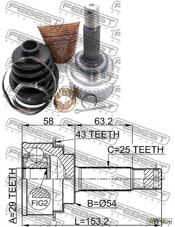шрус наружный 29x54x25 (mitsubishi pajero pinin / io h61w-h77w 1999-2005) febest