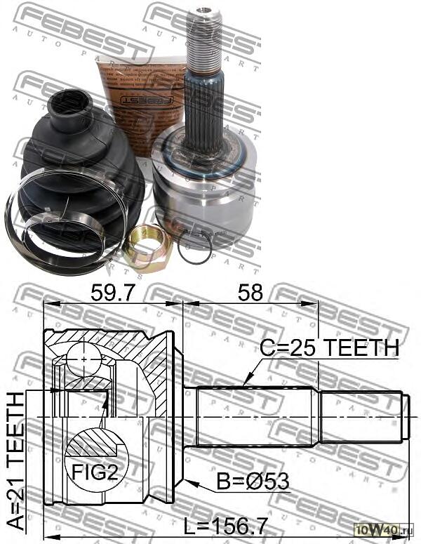 шрус наружный 21x53x25 (mitsubishi colt z32a / z34a / z36a / z37a / z38a / z39a 2004-) febest