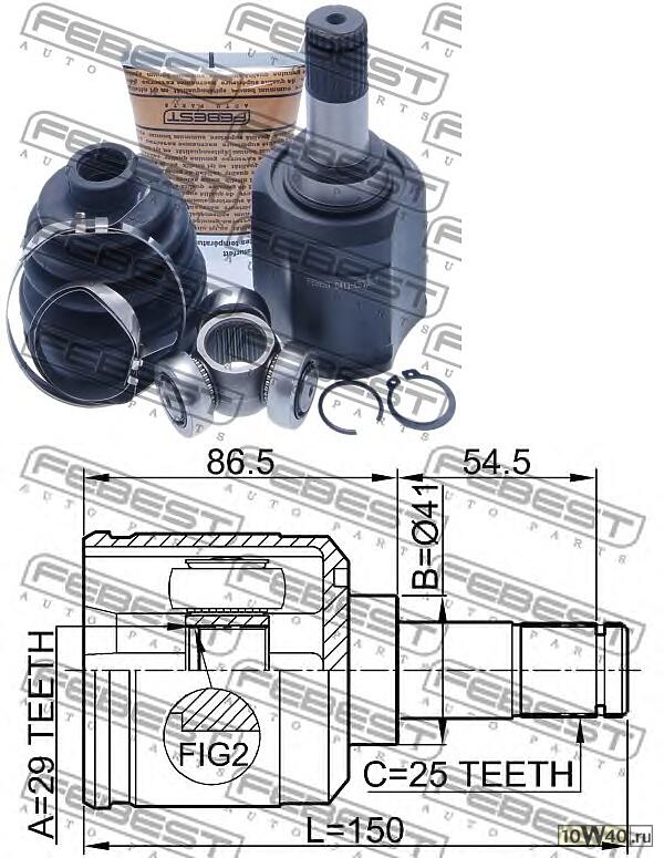 шрус внутренний правый 29x41x25 mitsubishi lancer lancer cedia cs ct 2000.03-2009.08 [jpn]