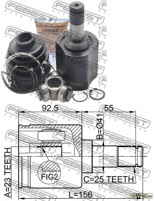 шрус внутренний 23x41x25 (mitsubishi carisma da 1995-2003) febest