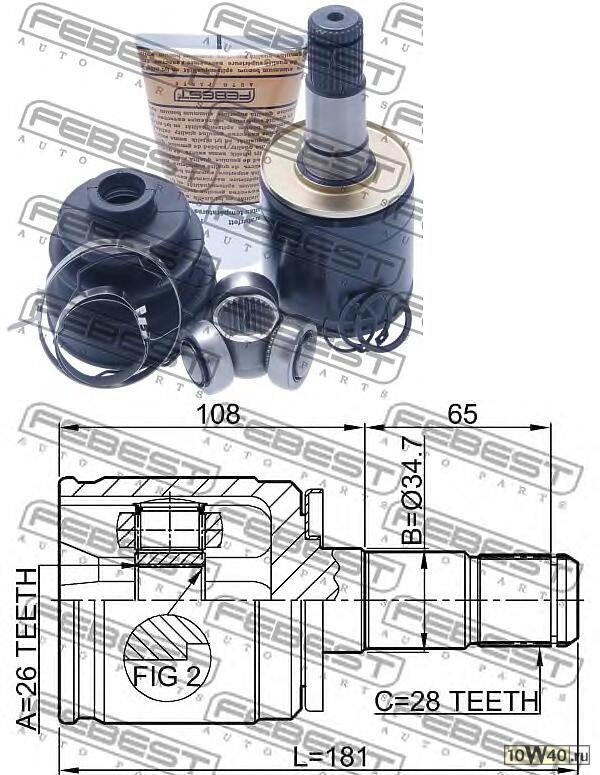 шрус внутренний левый 26x34 7x28 (mitsubishi pajero II v14w-v55w 1991-2004) febest