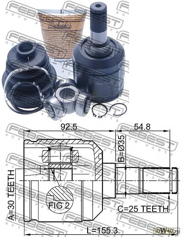 шрус внутренний 30x35x25 (mitsubishi chariot / space wagon grandis n33w / n43w 1992-2000) febest