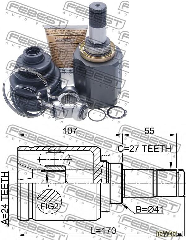 шрус внутренний правый 24x41x27 mitsubishi grandis na4w / na8w 2003-2009