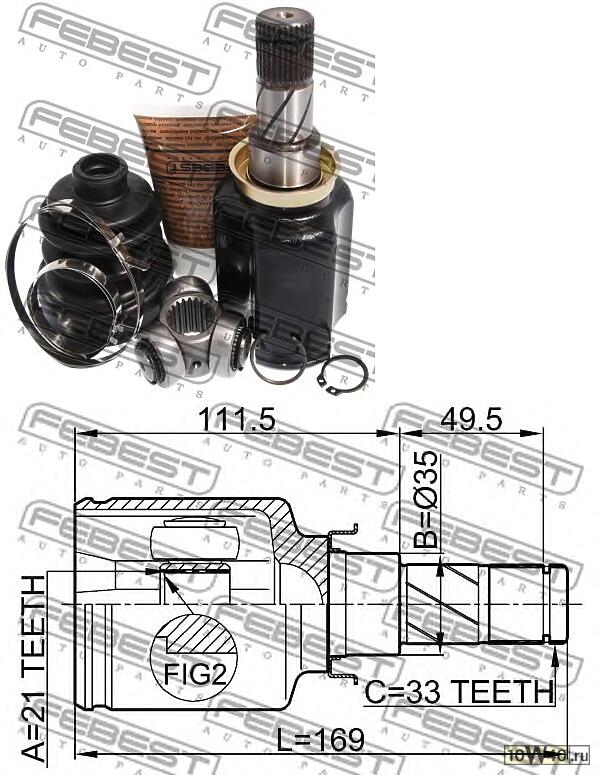 ШРУС внутренний MITSUBISHI COLT Z30# 2004.04-2012.12 0411-Z30