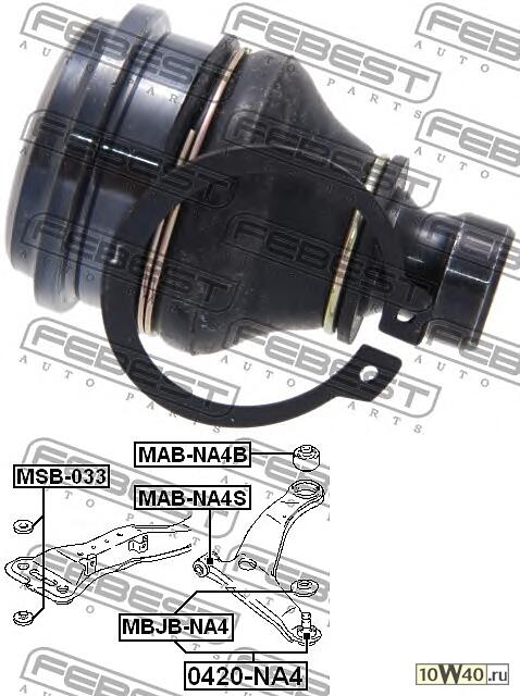 опора шаровая переднего нижнего рычага 1 шт. (mitsubishi grandis na4w / na8w 2003-2009) febest