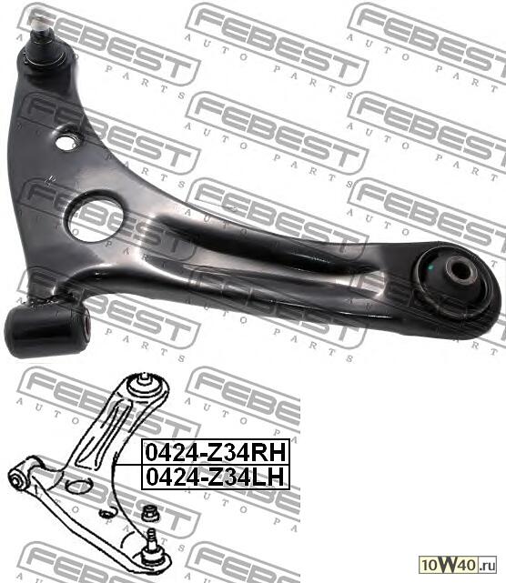 рычаг передний правый (mitsubishi colt z32a / z34a / z36a / z37a / z38a / z39a 2004-) febest