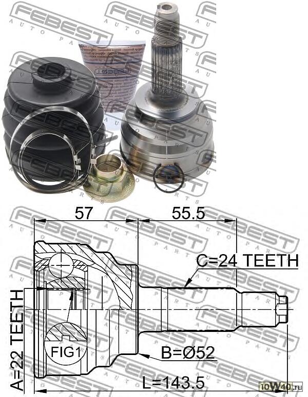 шрус наружный 22x52x24 (mazda 323 bf 1985-1991) febest