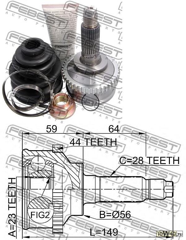 шрус наружный 23x56x28 (mazda 6 gg 2002-2007) febest