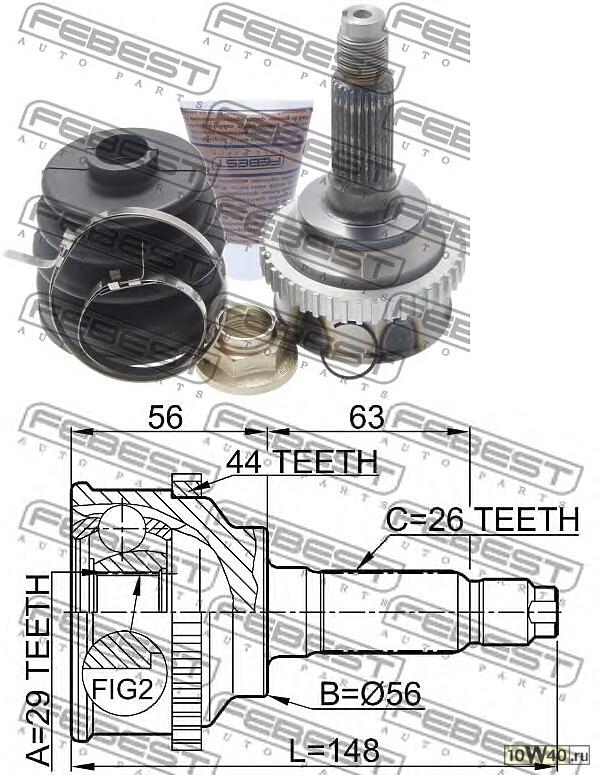 шрус наружный 29x56x26 (mazda 323 bj 1998-2004) febest