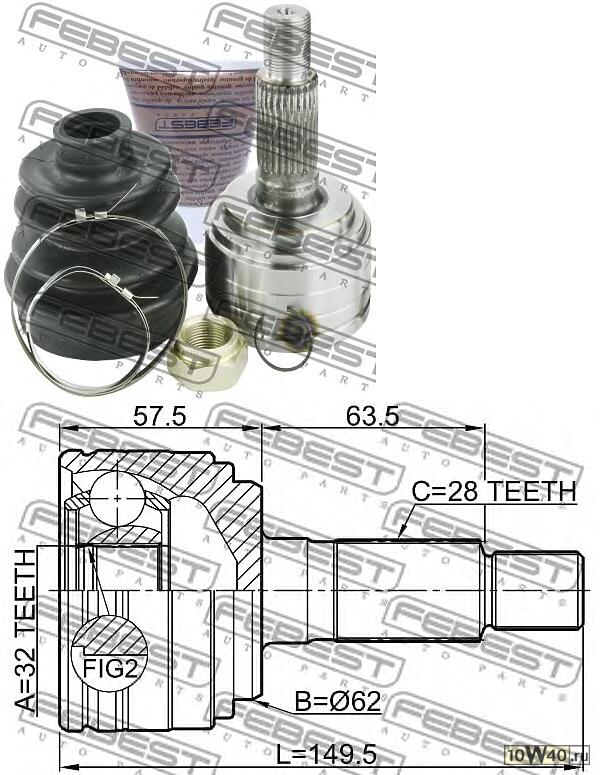 ШРУС наружный 32x59x28 MAZDA 6 WAGON GH 2008-2013 0510-GHMT