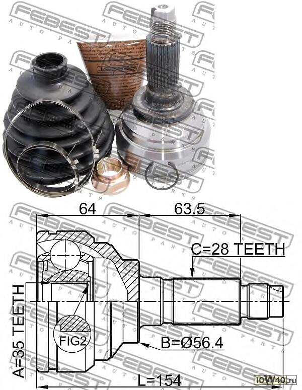 шрус наружный 35x56 5x28 (mazda mpv lw 1999-2006) febest