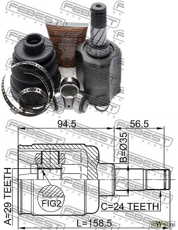 шрус внутренний левый 29x35x24 (mazda 323 bj 1998-2004) febest