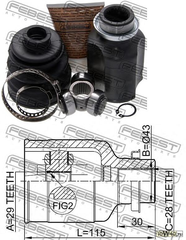 шрус внутренний правый 29x43x28 mazda familia bj 1998-2000 [jp]