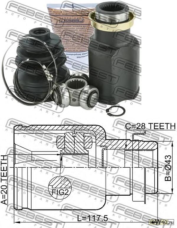 ШРУС внутренний правый 20x43x28 MAZDA DEMIO DY3/DY5 2002-2007 0511-DY3WATRH