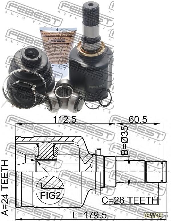 шрус внутренний левый 24x35x28 (mazda 3 bk 2003-2008) febest